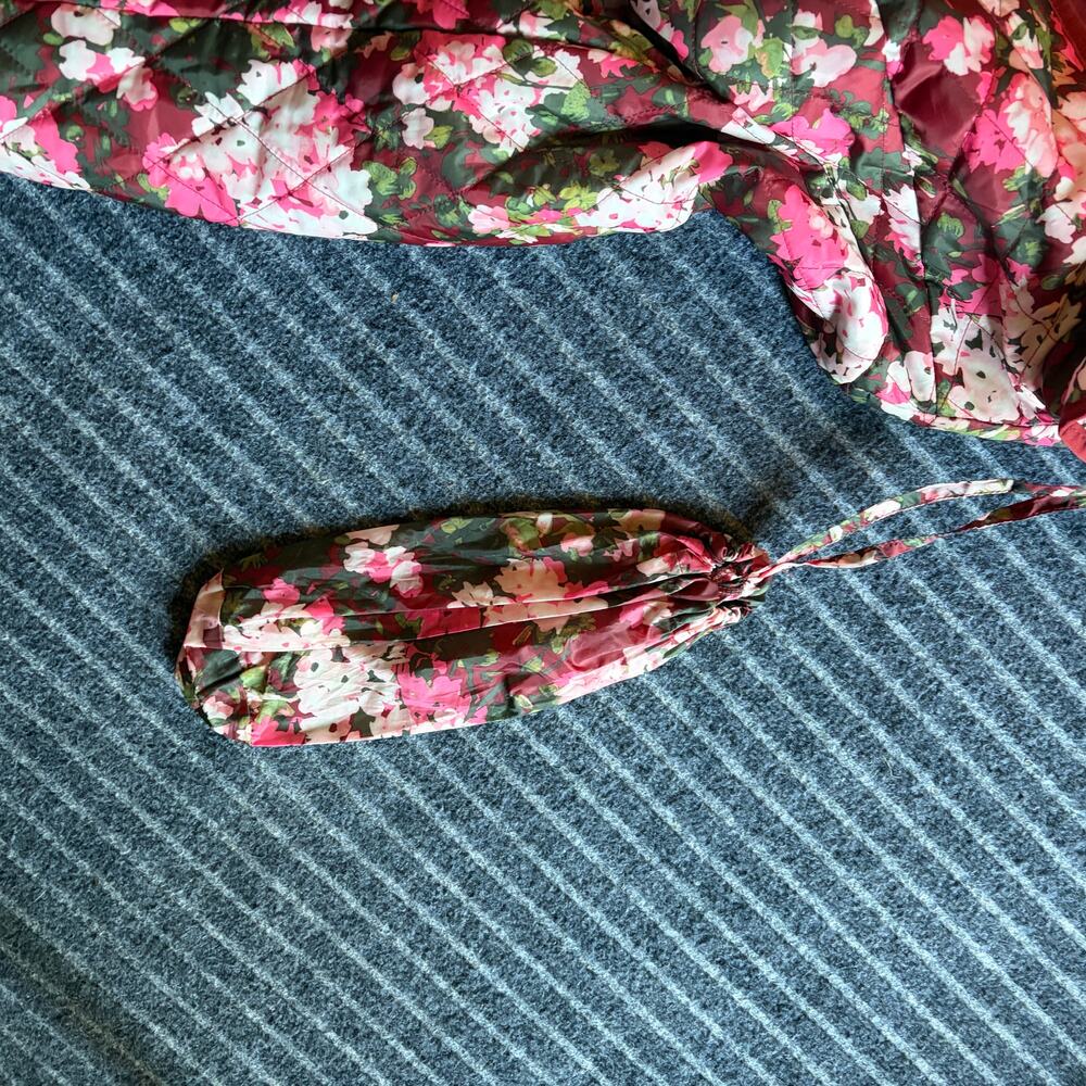 Lands' End Floral Quilted Jacket Primaloft Size Medium Packable Pouch - Picture 4 of 9
